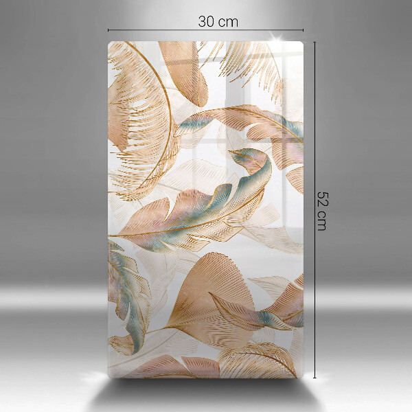 Placă din sticla protectie perete Pene și frunze boho
