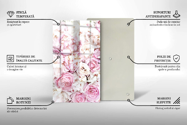 Placă din sticla protectie perete Buchet de bujor