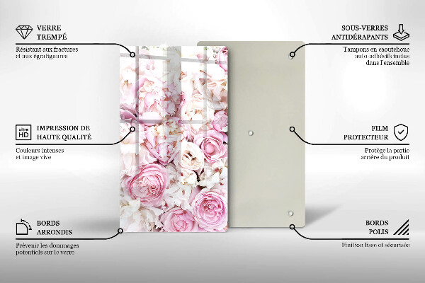 Placă din sticla protectie perete Buchet de bujor