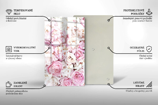 Placă din sticla protectie perete Buchet de bujor