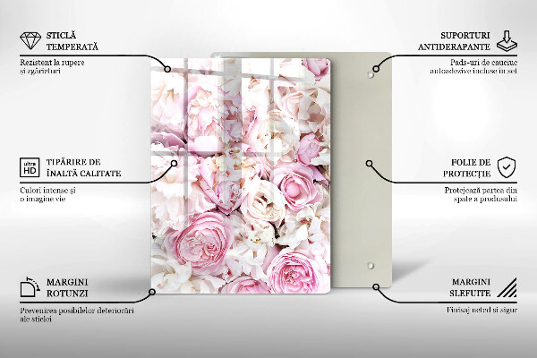 Placă din sticla protectie perete Buchet de bujor