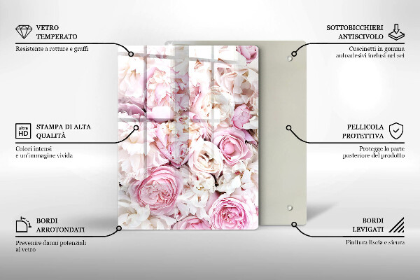 Placă din sticla protectie perete Buchet de bujor