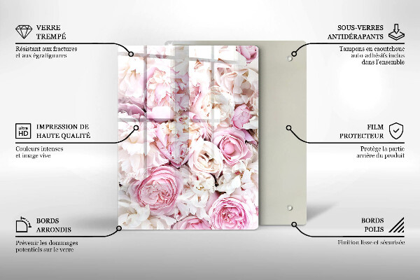 Placă din sticla protectie perete Buchet de bujor