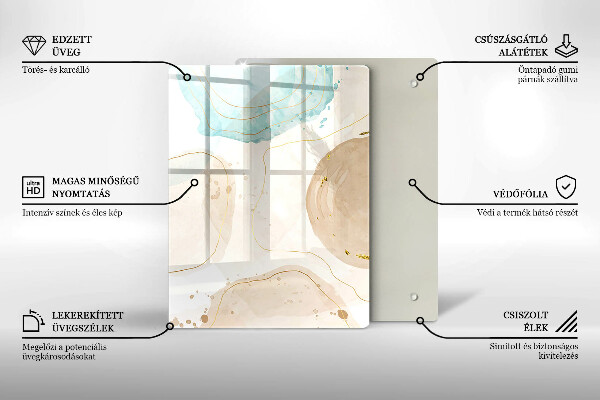 Placă din sticla protectie perete Pete boho și auriu