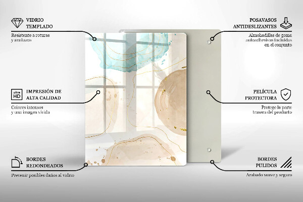 Placă din sticla protectie perete Pete boho și auriu