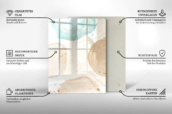 Placă din sticla protectie perete Pete boho și auriu