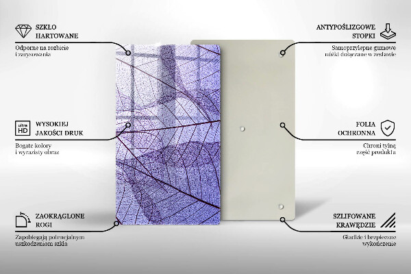 Placă din sticla protectie perete Frunze cu vene