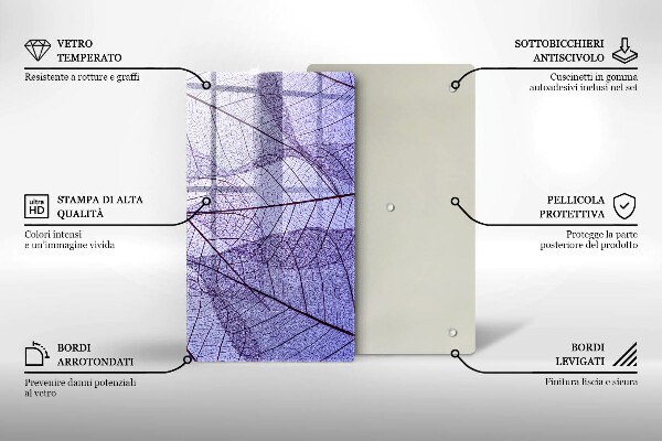 Placă din sticla protectie perete Frunze cu vene