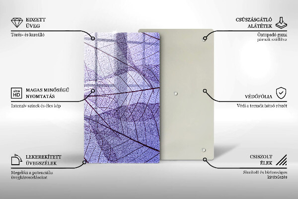 Placă din sticla protectie perete Frunze cu vene