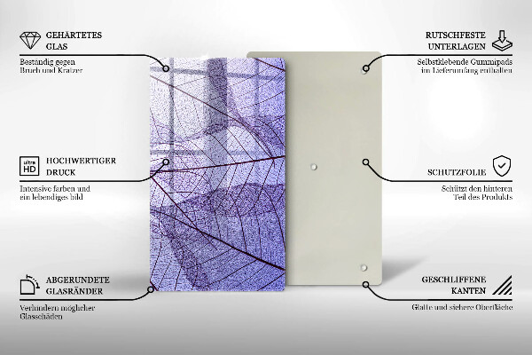 Placă din sticla protectie perete Frunze cu vene