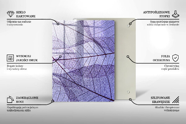 Placă din sticla protectie perete Frunze cu vene