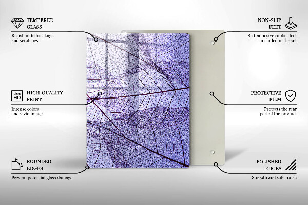 Placă din sticla protectie perete Frunze cu vene