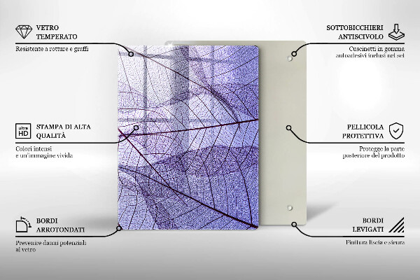 Placă din sticla protectie perete Frunze cu vene