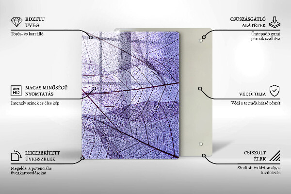 Placă din sticla protectie perete Frunze cu vene