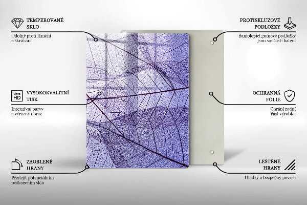 Placă din sticla protectie perete Frunze cu vene