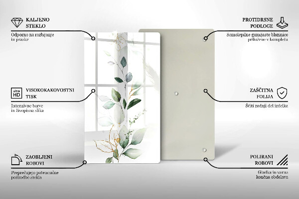 Placă din sticla protectie perete Acuarelă frunze