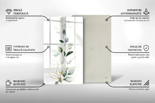 Placă din sticla protectie perete Acuarelă frunze