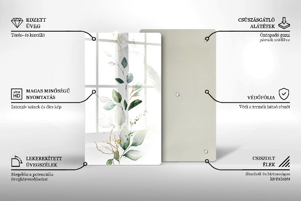 Placă din sticla protectie perete Acuarelă frunze