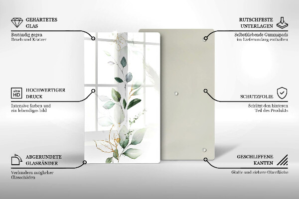 Placă din sticla protectie perete Acuarelă frunze