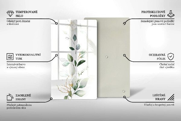 Placă din sticla protectie perete Acuarelă frunze