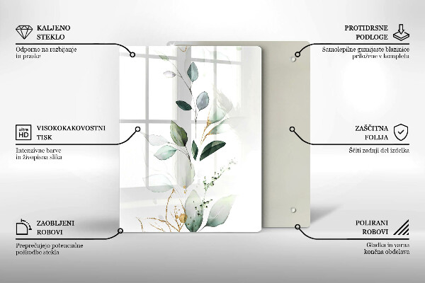 Placă din sticla protectie perete Acuarelă frunze