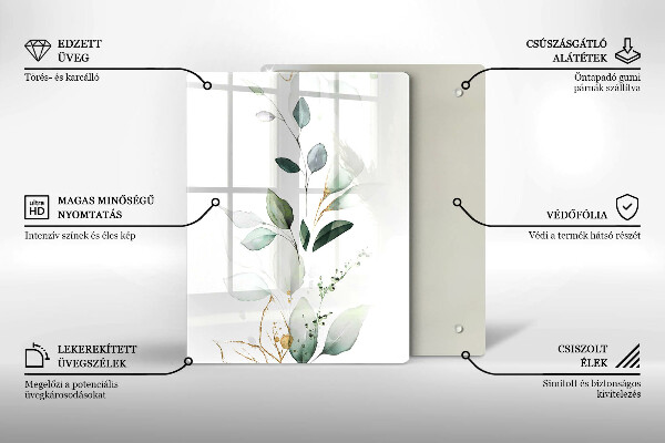 Placă din sticla protectie perete Acuarelă frunze