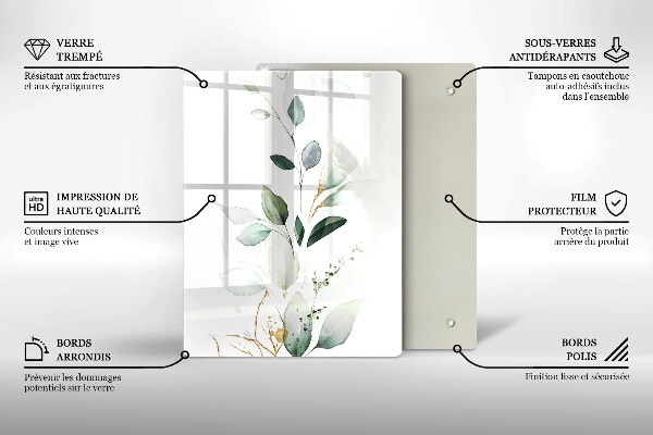 Placă din sticla protectie perete Acuarelă frunze