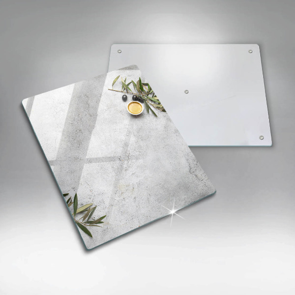 Placă din sticla protectie perete Măsline pe beton