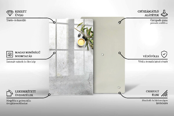 Placă din sticla protectie perete Măsline pe beton