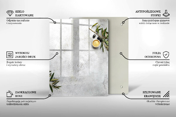 Placă din sticla protectie perete Măsline pe beton