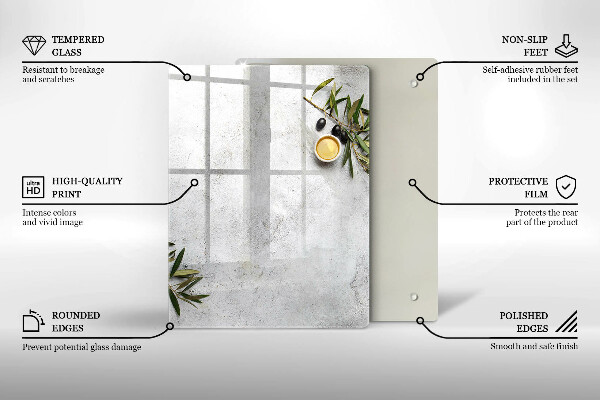 Placă din sticla protectie perete Măsline pe beton