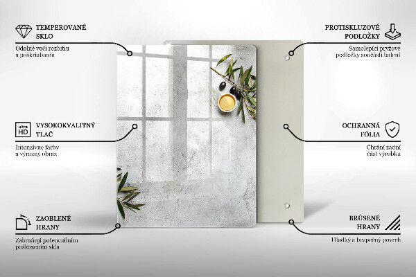 Placă din sticla protectie perete Măsline pe beton