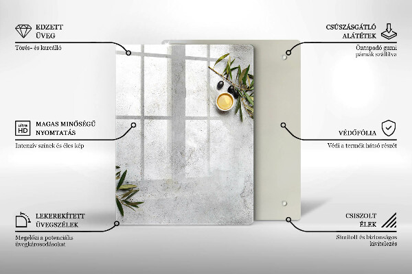 Placă din sticla protectie perete Măsline pe beton