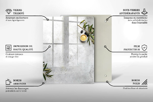 Placă din sticla protectie perete Măsline pe beton