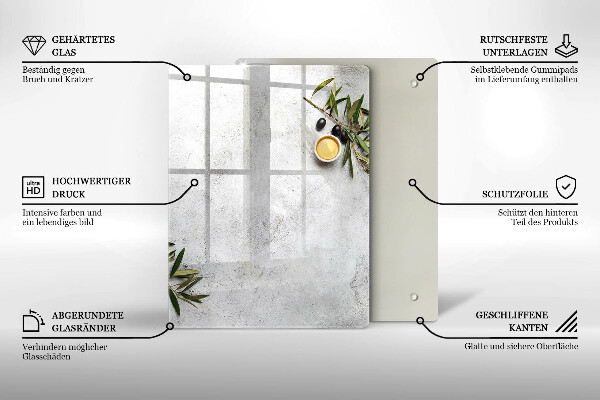 Placă din sticla protectie perete Măsline pe beton