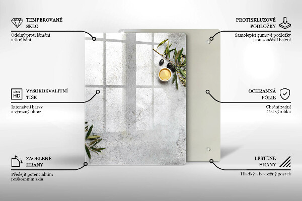 Placă din sticla protectie perete Măsline pe beton