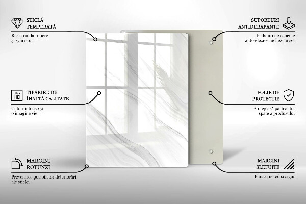 Placă din sticla protectie perete Marmură delicată