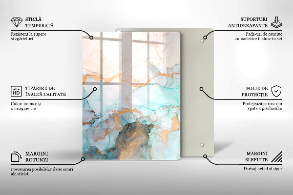 Placă din sticla protectie perete Abstracția din marmură