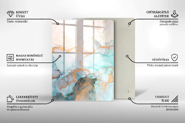 Placă din sticla protectie perete Abstracția din marmură