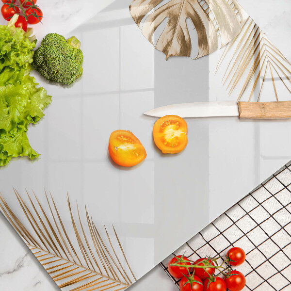 Placă din sticla protectie perete Frunze aurii