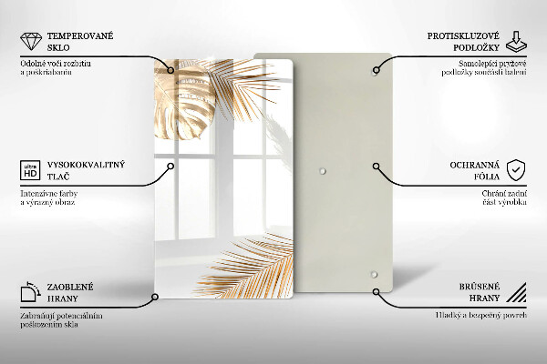 Placă din sticla protectie perete Frunze aurii