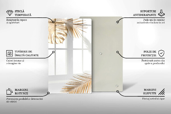 Placă din sticla protectie perete Frunze aurii