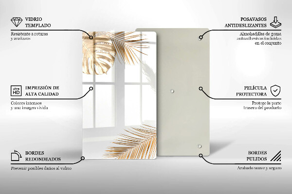 Placă din sticla protectie perete Frunze aurii