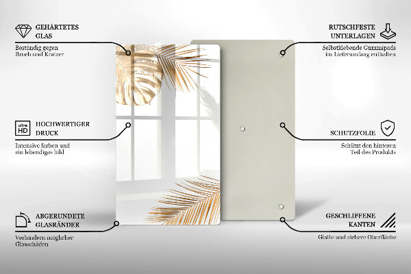 Placă din sticla protectie perete Frunze aurii