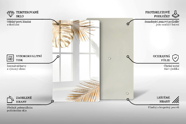 Placă din sticla protectie perete Frunze aurii