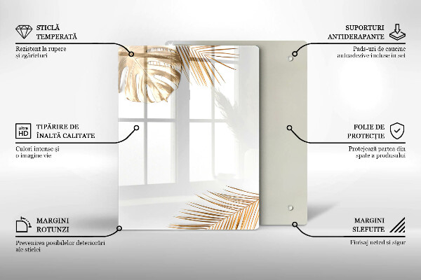 Placă din sticla protectie perete Frunze aurii
