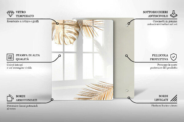 Placă din sticla protectie perete Frunze aurii