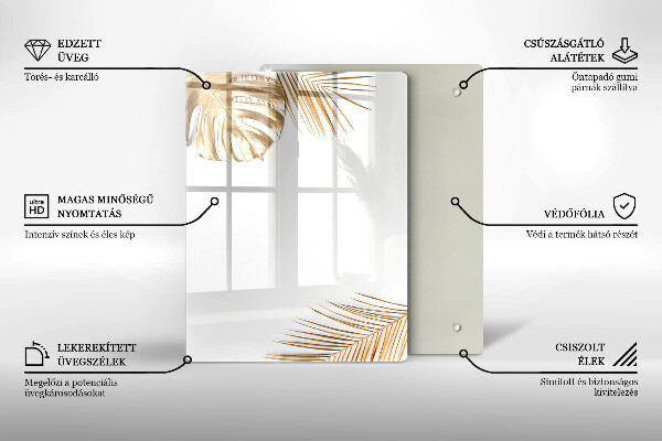 Placă din sticla protectie perete Frunze aurii