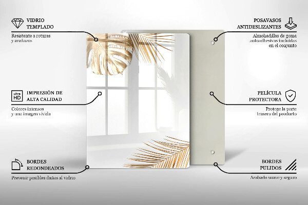 Placă din sticla protectie perete Frunze aurii