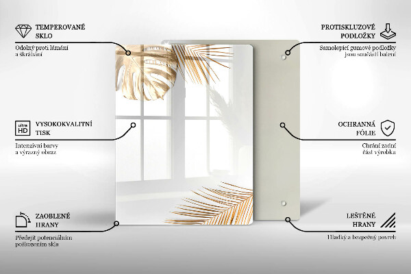 Placă din sticla protectie perete Frunze aurii